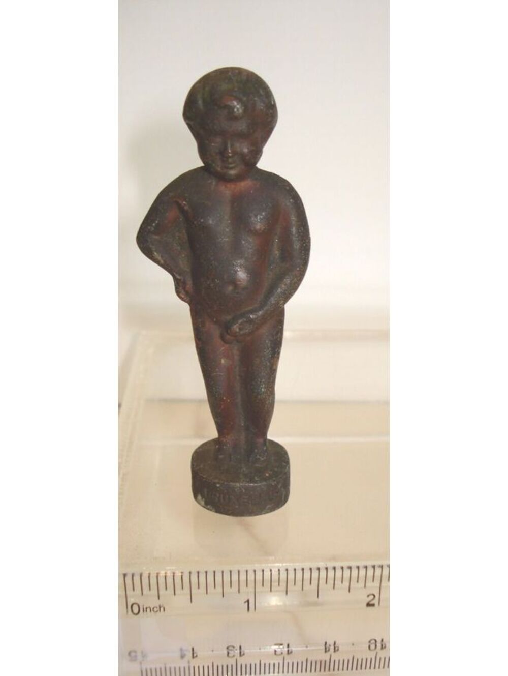 Vintage Souvenir Bronze Manneken Pis Standing Figure from Brussels